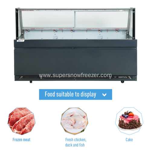 Deli display case chiller counter with freezer storage